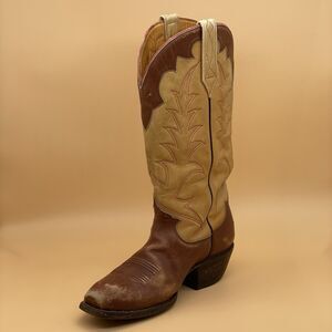 D.W. Frommer II Leather Bespoke Cowboy Boots Men’s 6 EEE Two Tone Tan Brown